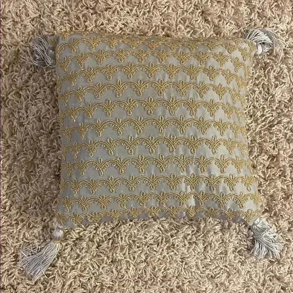 Elegant Gold Beaded Pillow 13*13”
